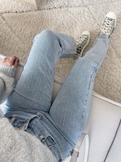 Glitter pailletten denim jeans voor dames – Olivia