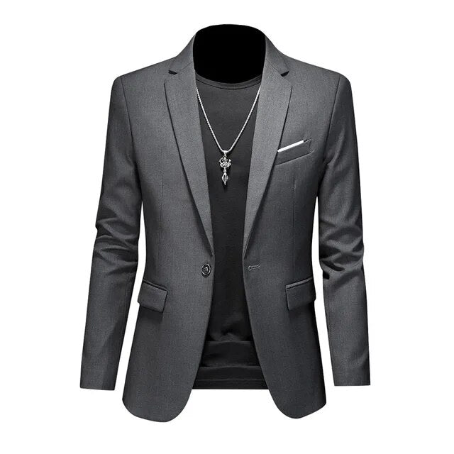 Heren Blazer Slim Fit Eén Knoop Formele Kleding – Milan