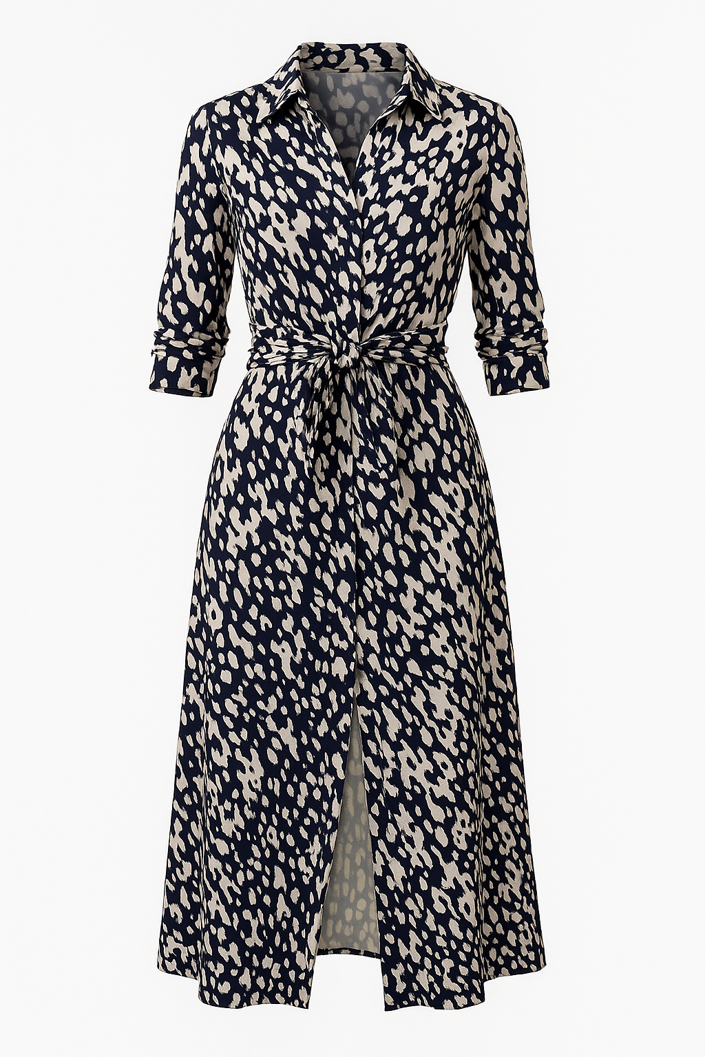 Elegante Jurk met Tailleceintuur en Print – Maëlys