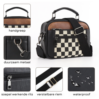 Canvas crossbody tas met schaakprint voor dames – Lureva