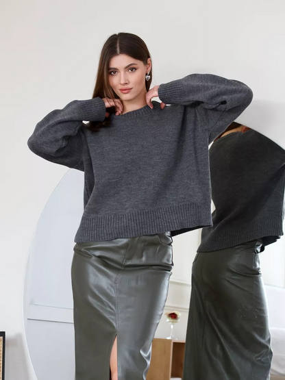 Gebreide losse mock neck trui voor dames – Emma