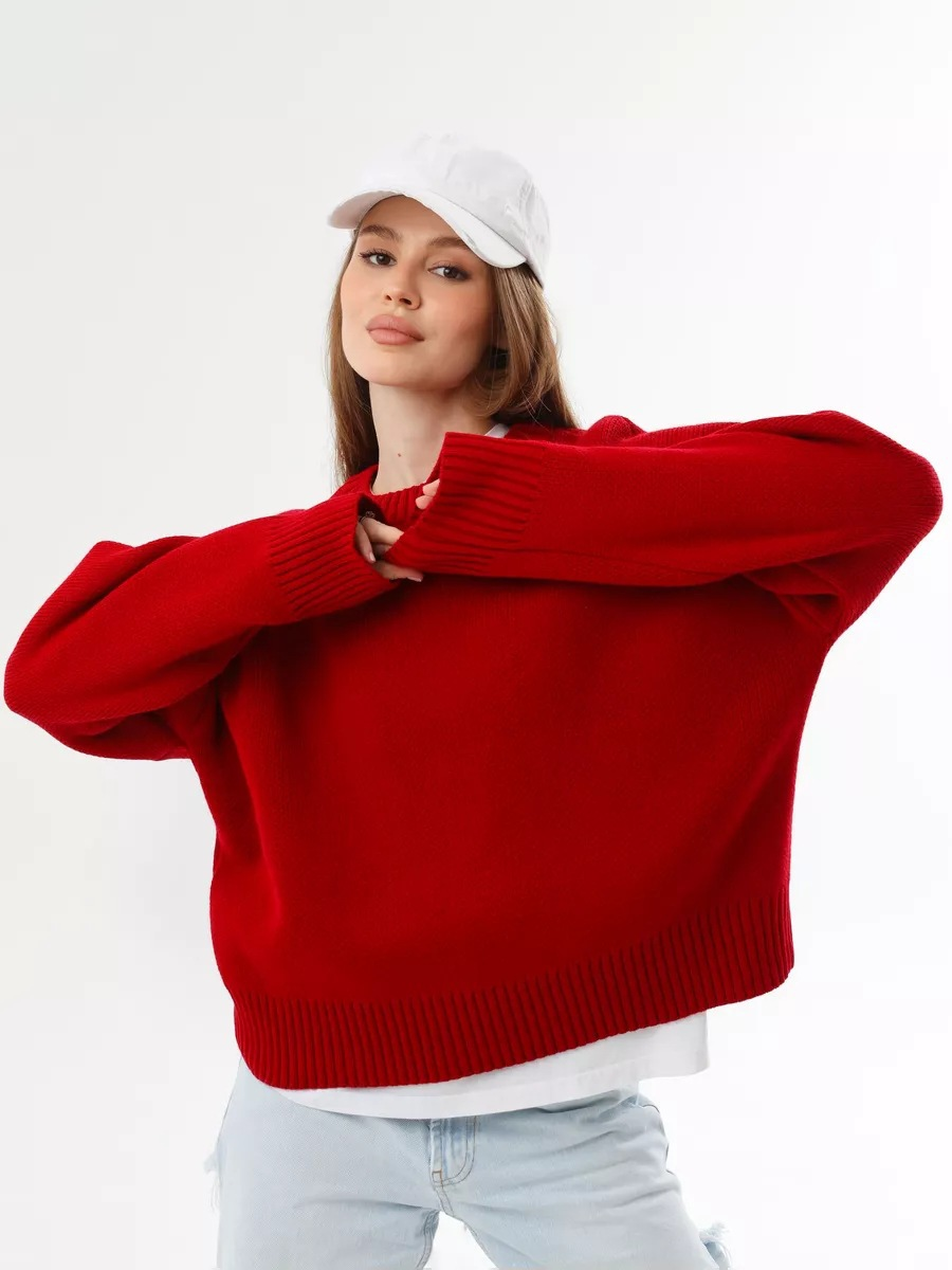 Gebreide losse mock neck trui voor dames – Emma