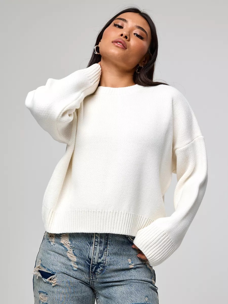 Gebreide losse mock neck trui voor dames – Emma