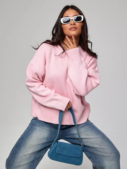 Gebreide losse mock neck trui voor dames – Emma