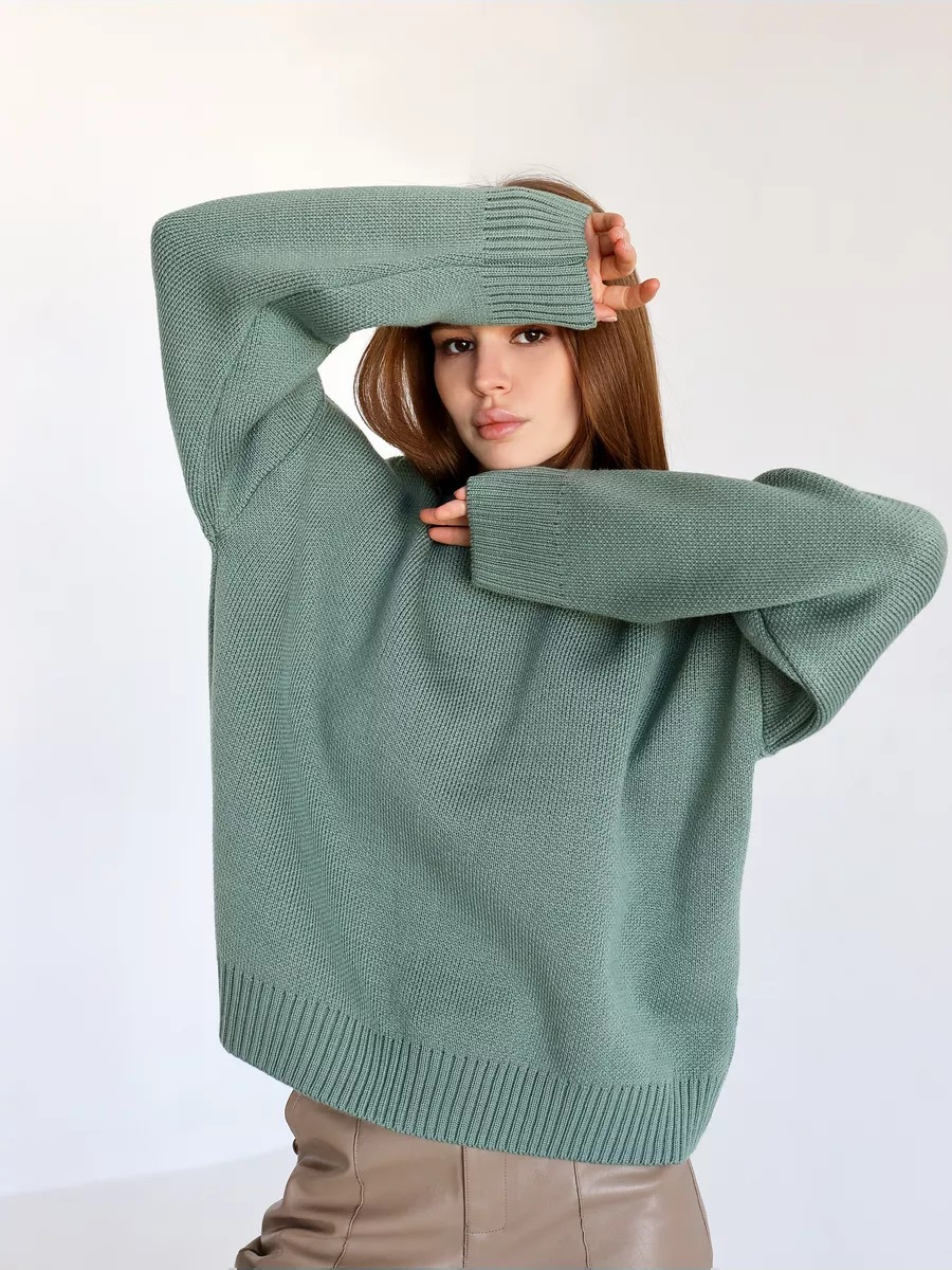 Gebreide losse mock neck trui voor dames – Emma