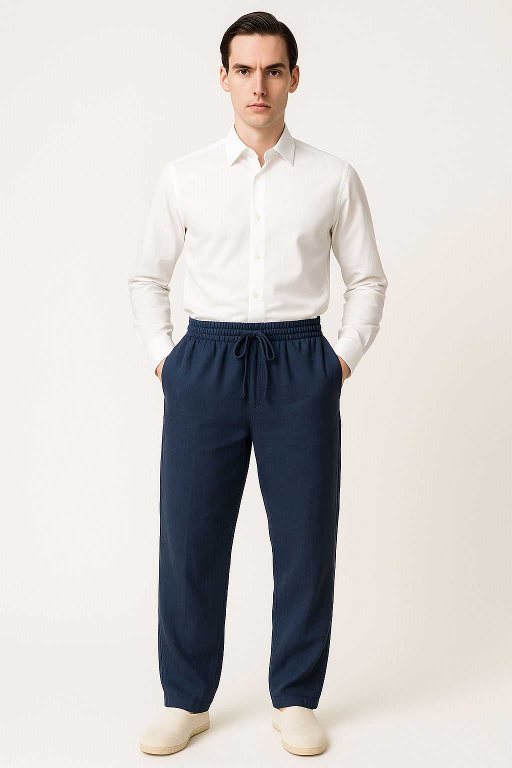 Linnen herenbroek met elastische taille voor zomercomfort – Joris
