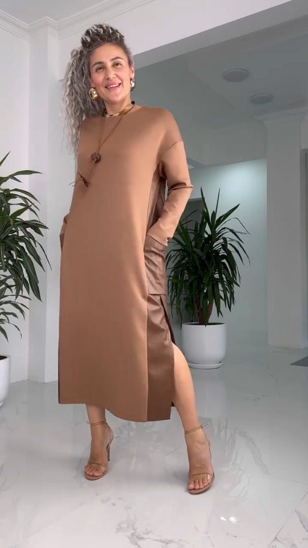 Elegante lange damesjurk met losse pasvorm – Lara