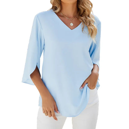 Blouse Dames V-Hals Zomer Lichtgewicht Los – Amaya