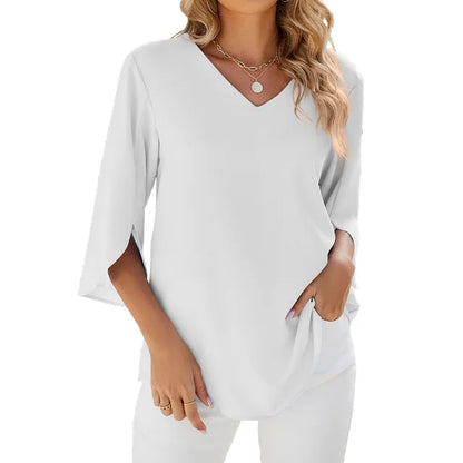 Blouse Dames V-Hals Zomer Lichtgewicht Los – Amaya