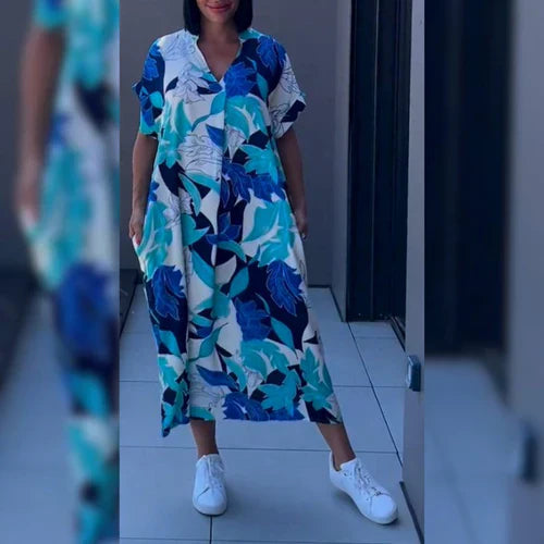 Bloemenjurk dames elegant omslagmodel ademend – Florenya