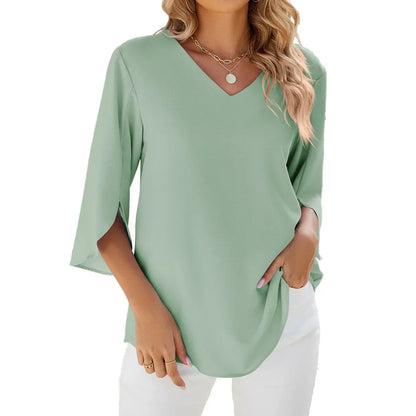 Blouse Dames V-Hals Zomer Lichtgewicht Los – Amaya