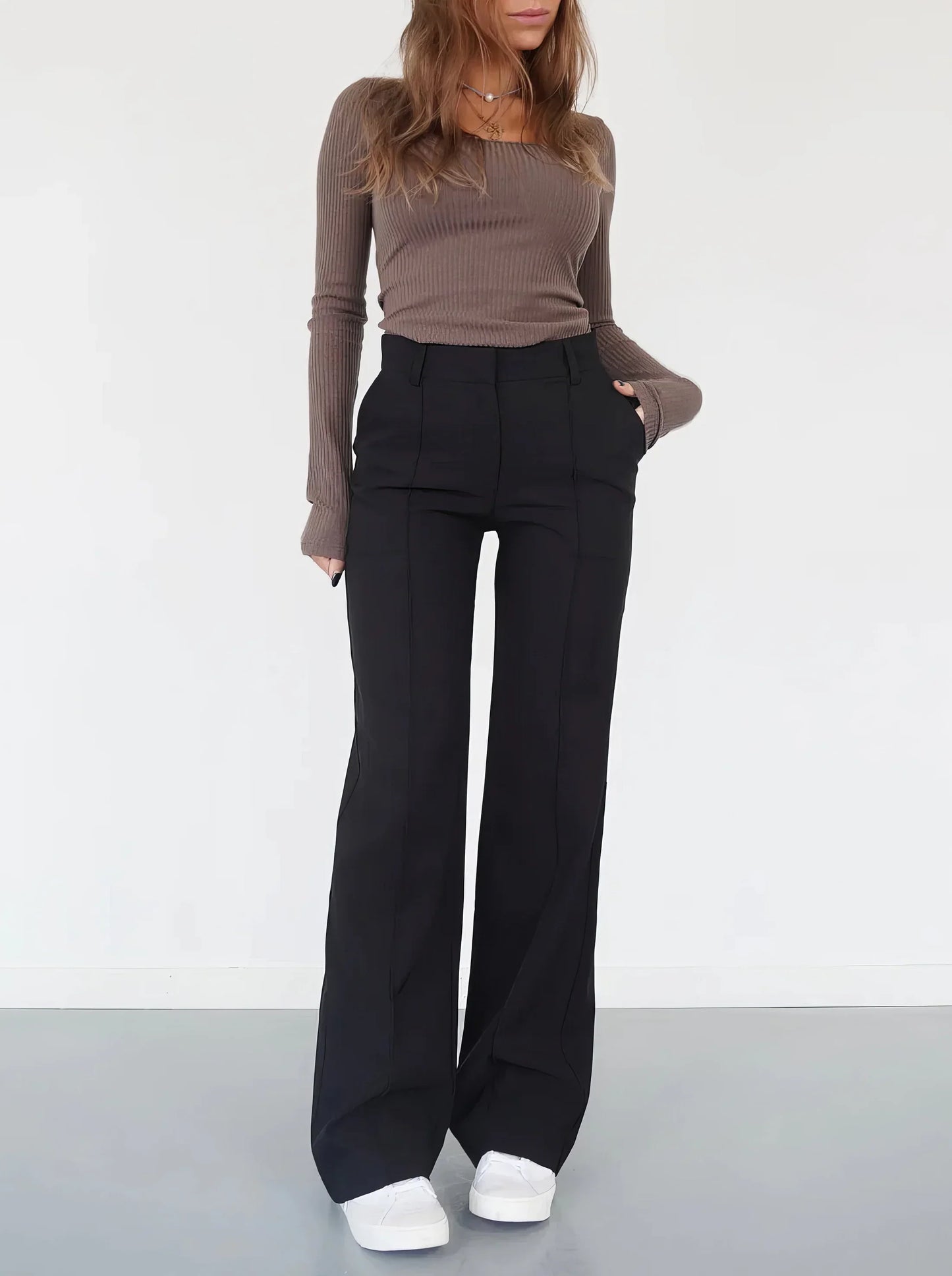 Wijde damespantalon met hoge taille en comfort fit – Luna
