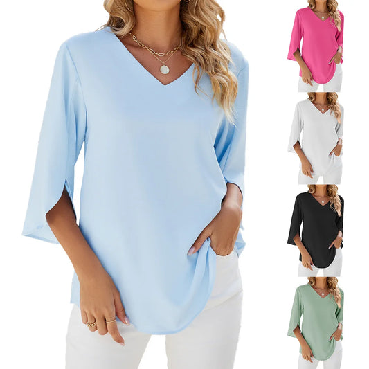 Blouse Dames V-Hals Zomer Lichtgewicht Los – Amaya