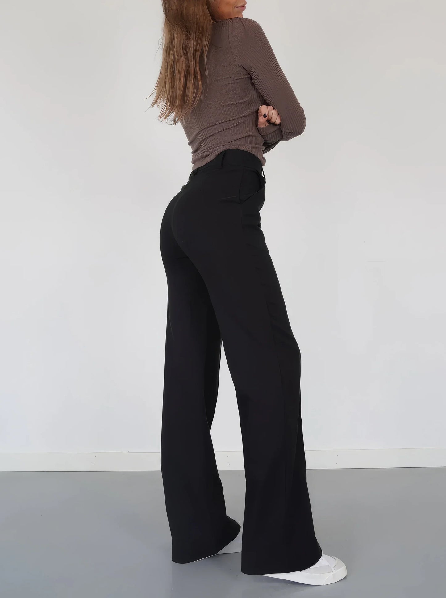 Wijde damespantalon met hoge taille en comfort fit – Luna
