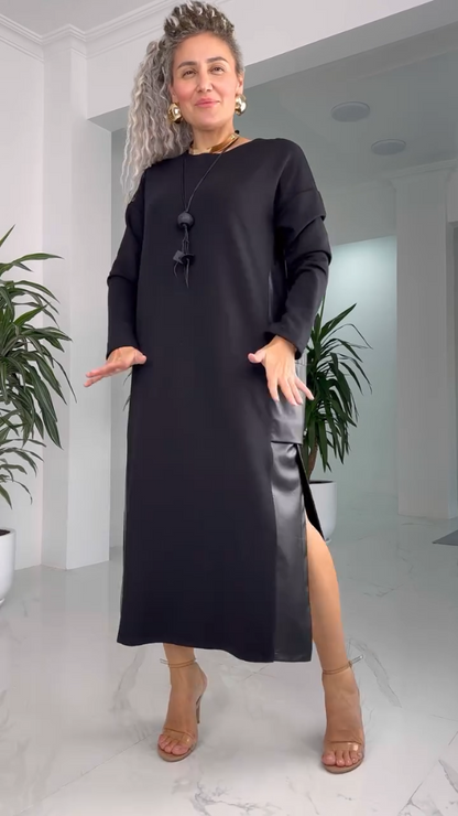 Elegante lange damesjurk met losse pasvorm – Lara