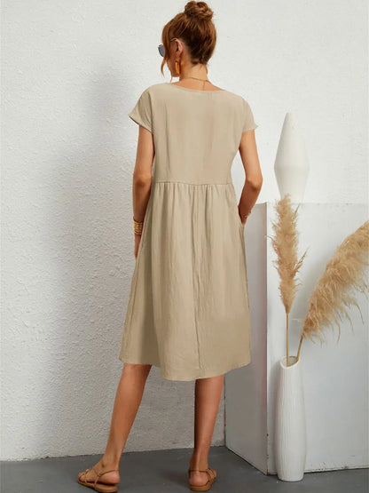 Dames Casual Katoenen Jurk Met Zakken Comfort – Noa