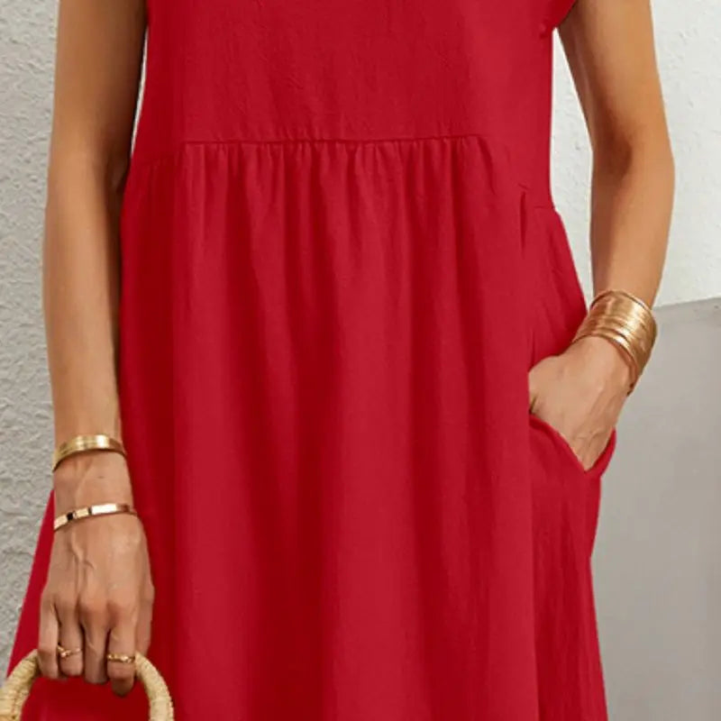 Dames Casual Katoenen Jurk Met Zakken Comfort – Noa