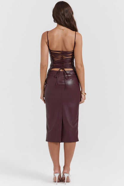 Leren midi-jurk met strak silhouet – Raven