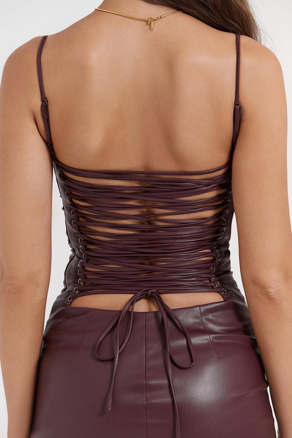 Leren midi-jurk met strak silhouet – Raven
