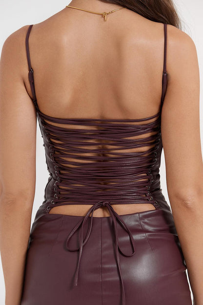 Leren midi-jurk met strak silhouet – Raven