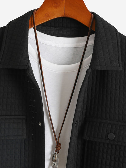 Gequilte Jacquard Overshirt voor Heren met Flapzakken – Lucas