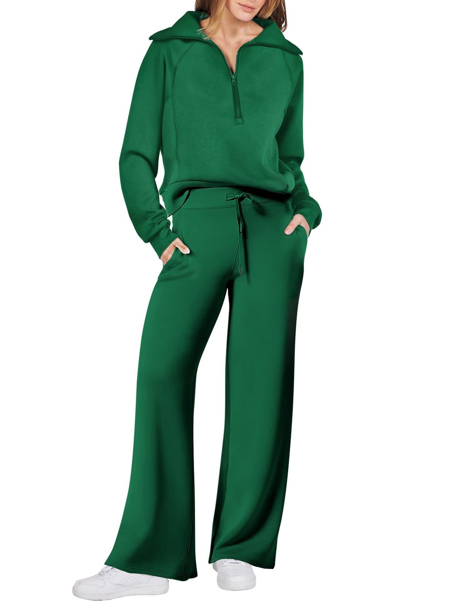 Tweedelige dames set met ritssluiting en lange mouwen – Livia