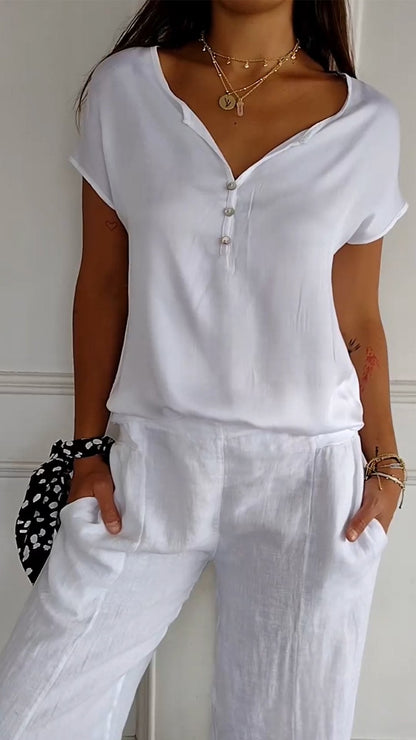 Elegante V-hals damesblouse met stijl – Elise