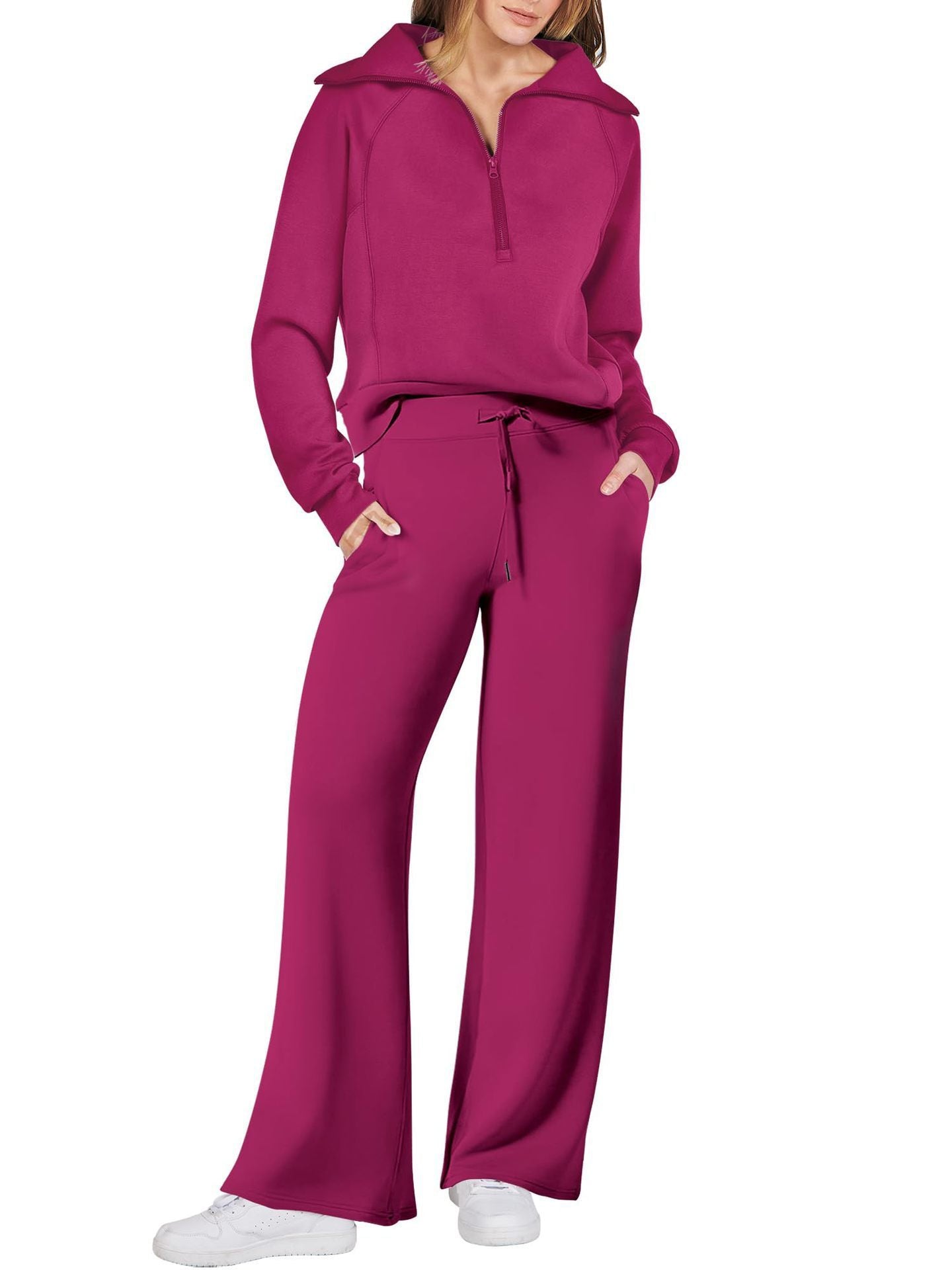 Tweedelige dames set met ritssluiting en lange mouwen – Livia