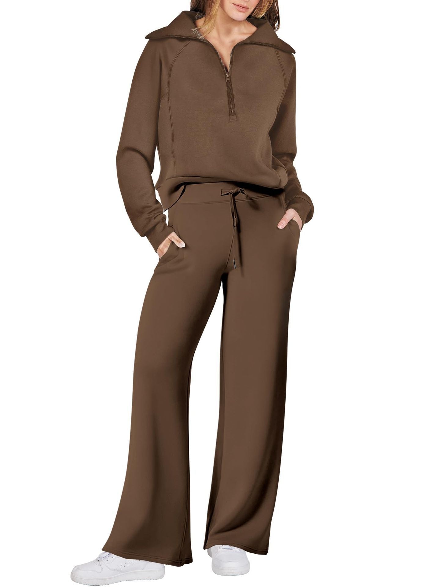 Tweedelige dames set met ritssluiting en lange mouwen – Livia
