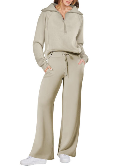 Tweedelige dames set met ritssluiting en lange mouwen – Livia