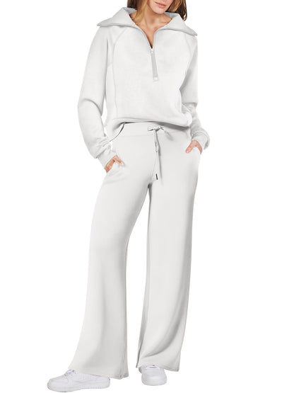 Tweedelige dames set met ritssluiting en lange mouwen – Livia