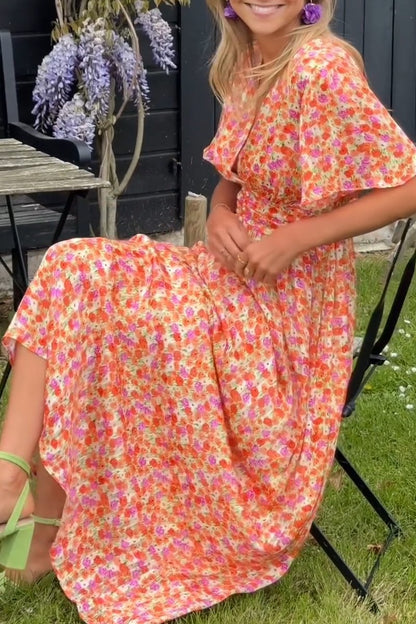 Dames Lange Bloemenjurk Vloeiend Ademend Comfort – Fiora