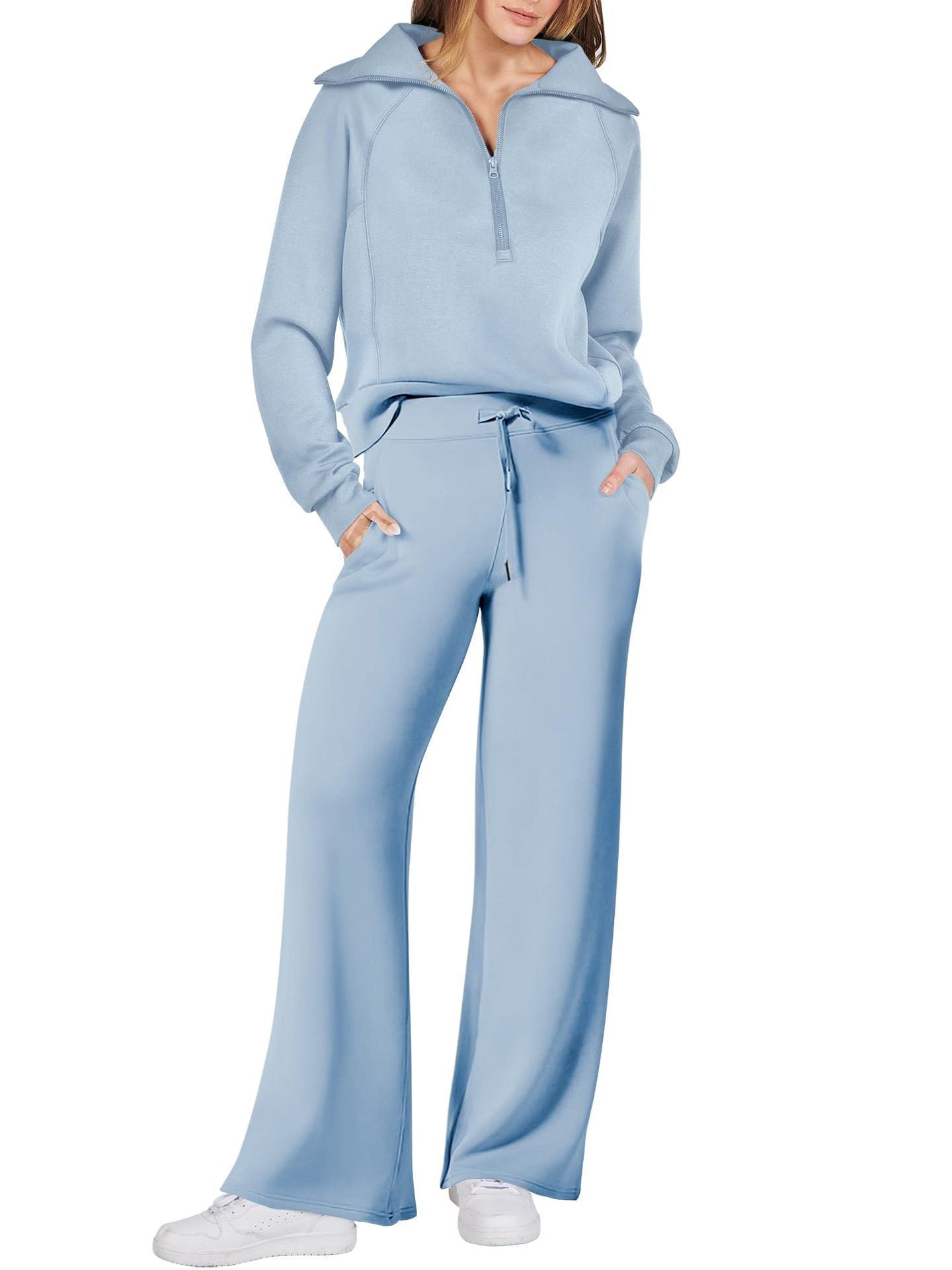 Tweedelige dames set met ritssluiting en lange mouwen – Livia