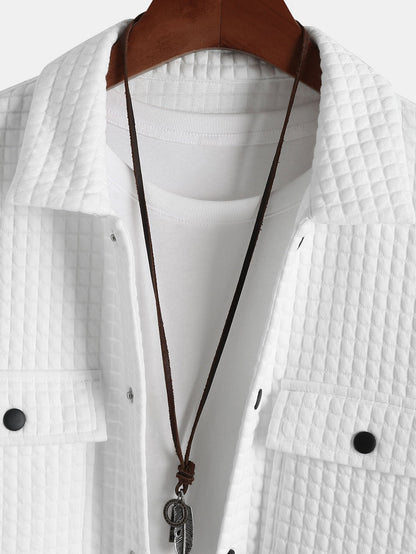 Gequilte Jacquard Overshirt voor Heren met Flapzakken – Lucas