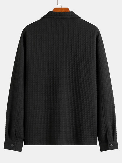 Gequilte Jacquard Overshirt voor Heren met Flapzakken – Lucas