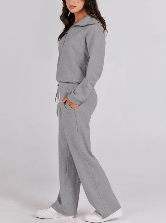 Tweedelige dames set met ritssluiting en lange mouwen – Livia
