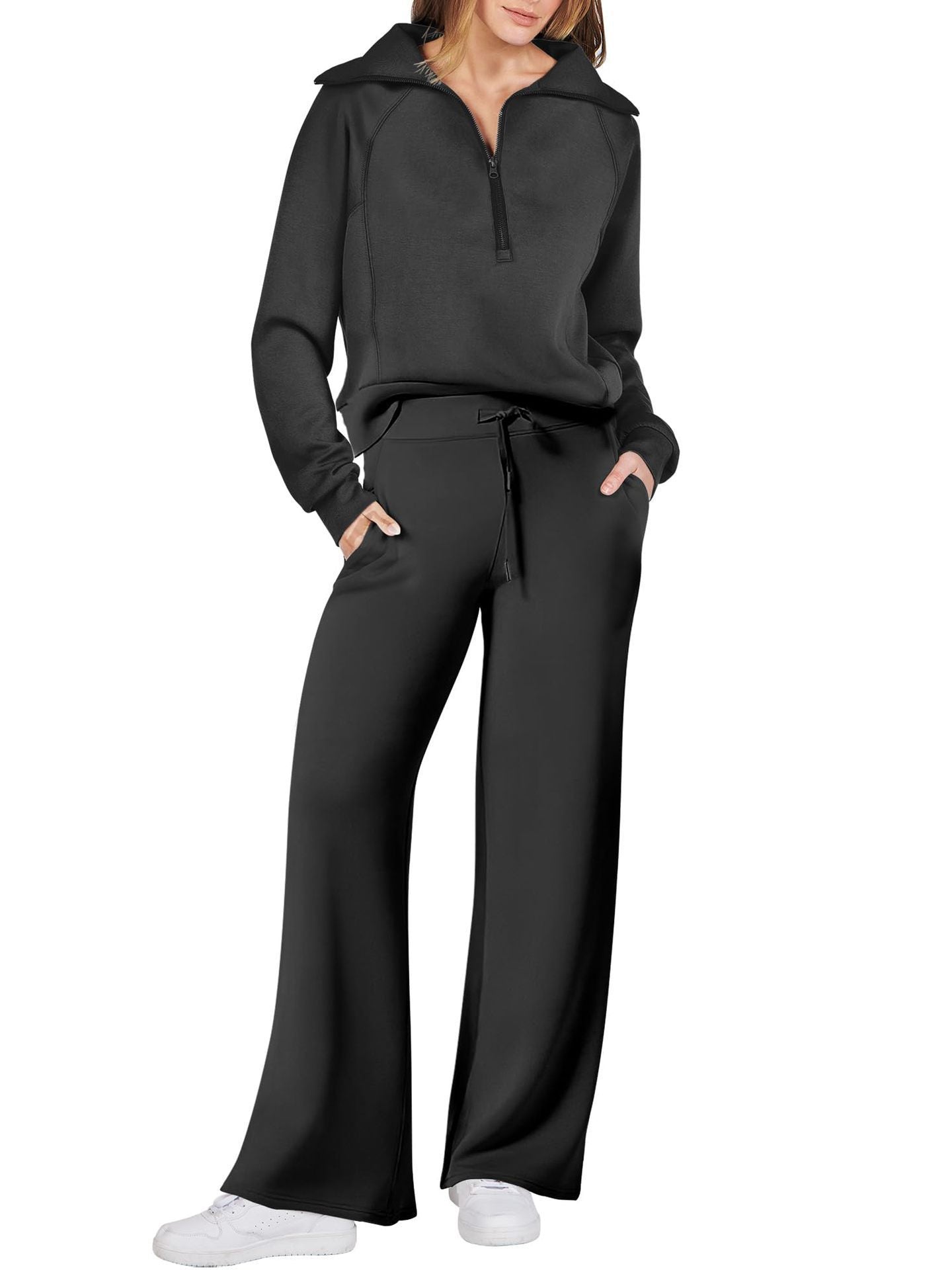 Tweedelige dames set met ritssluiting en lange mouwen – Livia