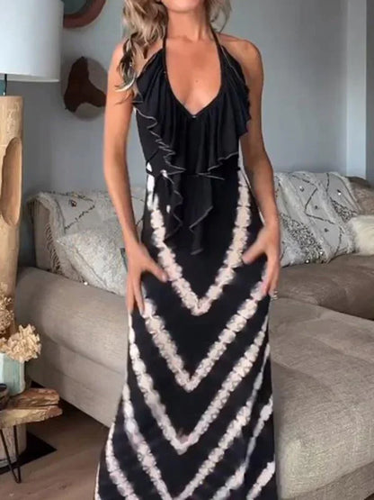 Tie-dye zomerjurk met vetersluiting voor dames – Lara