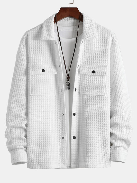 Gequilte Jacquard Overshirt voor Heren met Flapzakken – Lucas