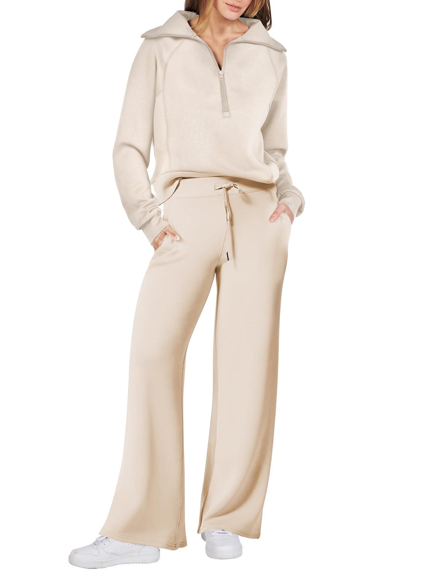 Tweedelige dames set met ritssluiting en lange mouwen – Livia
