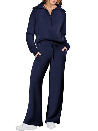 Tweedelige dames set met ritssluiting en lange mouwen – Livia