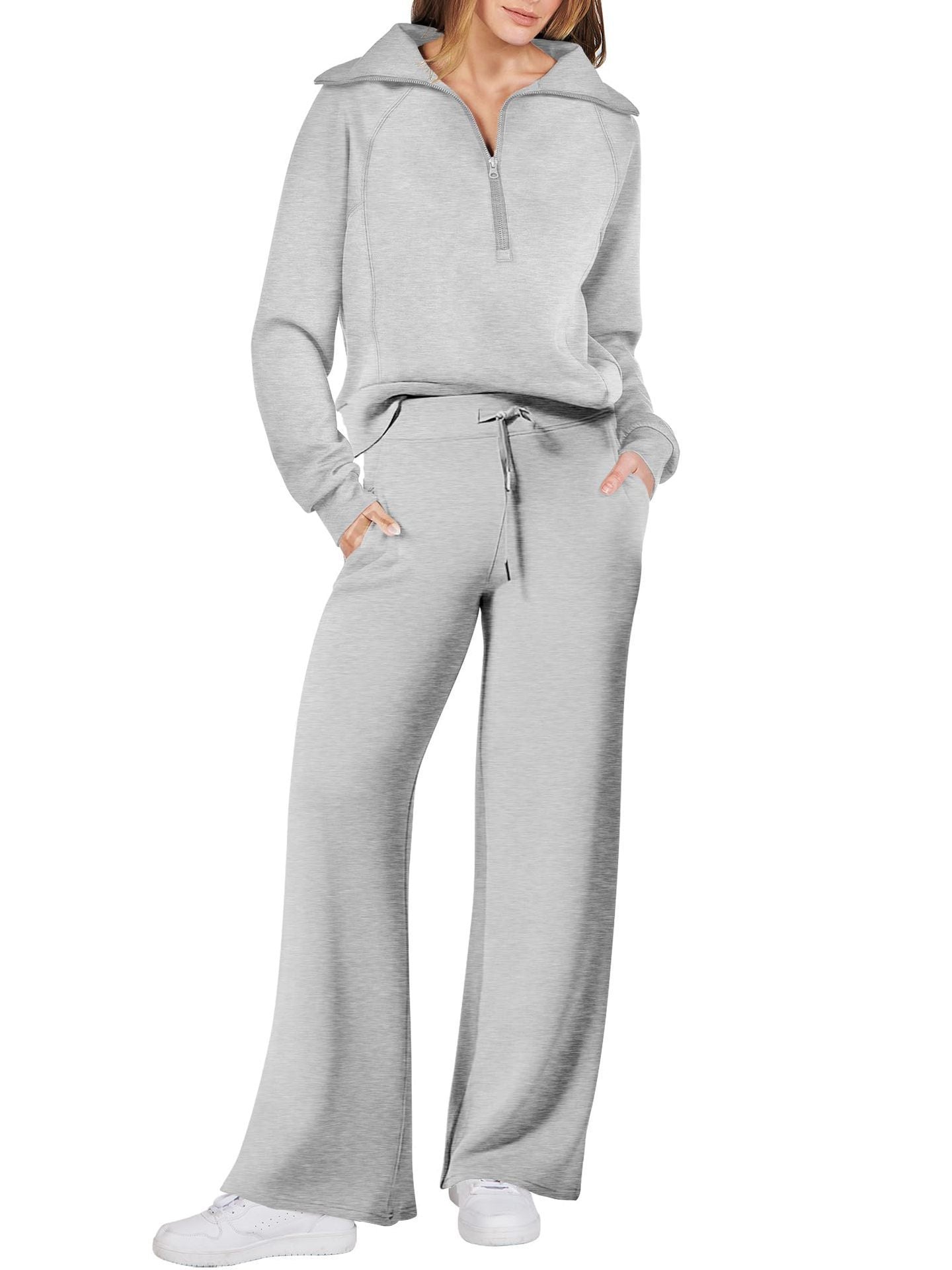 Tweedelige dames set met ritssluiting en lange mouwen – Livia
