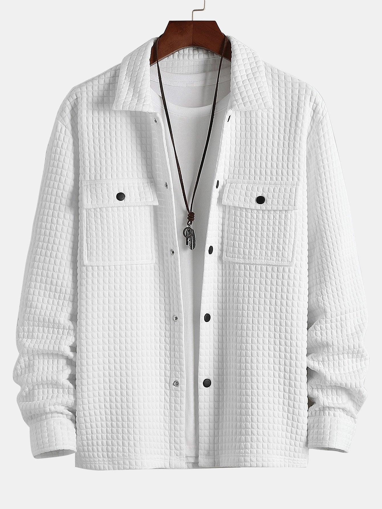 Gequilte Jacquard Overshirt voor Heren met Flapzakken – Lucas