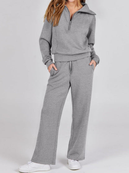 Tweedelige dames set met ritssluiting en lange mouwen – Livia