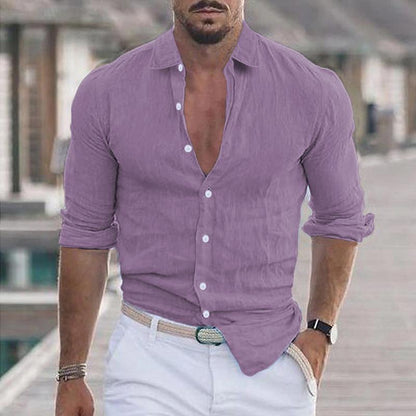 Effen Overhemd Lange Mouw Heren Casual - Stef