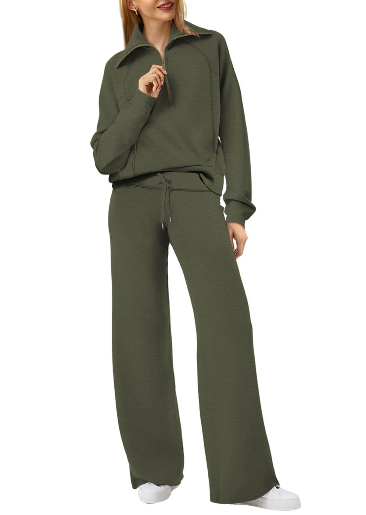 Tweedelige dames set met ritssluiting en lange mouwen – Livia