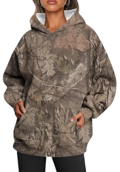 Oversized camouflage hoodie met kangoeroezak – River