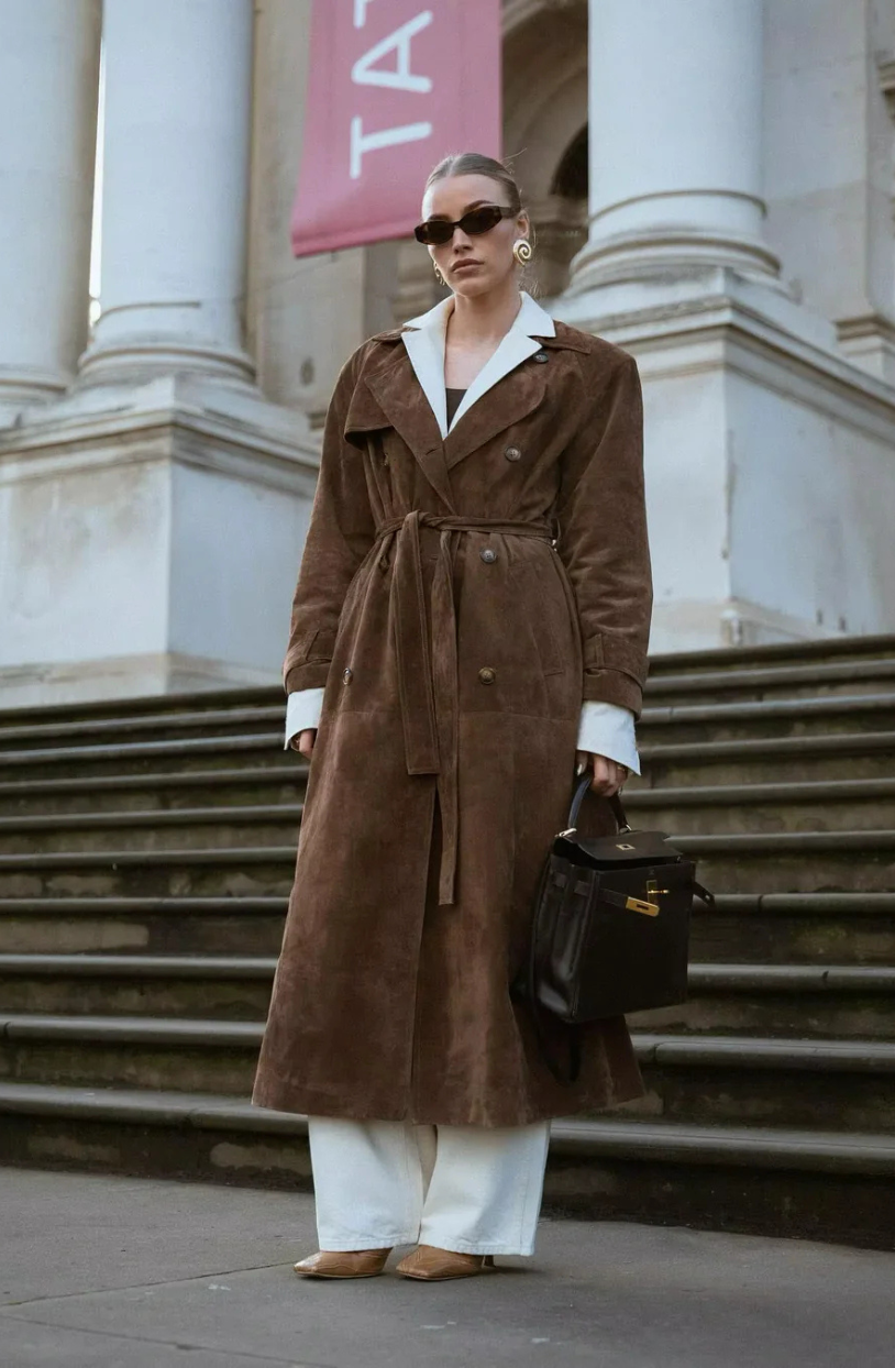 Suède Trenchcoat voor Dames met Ceintuur – Lotte