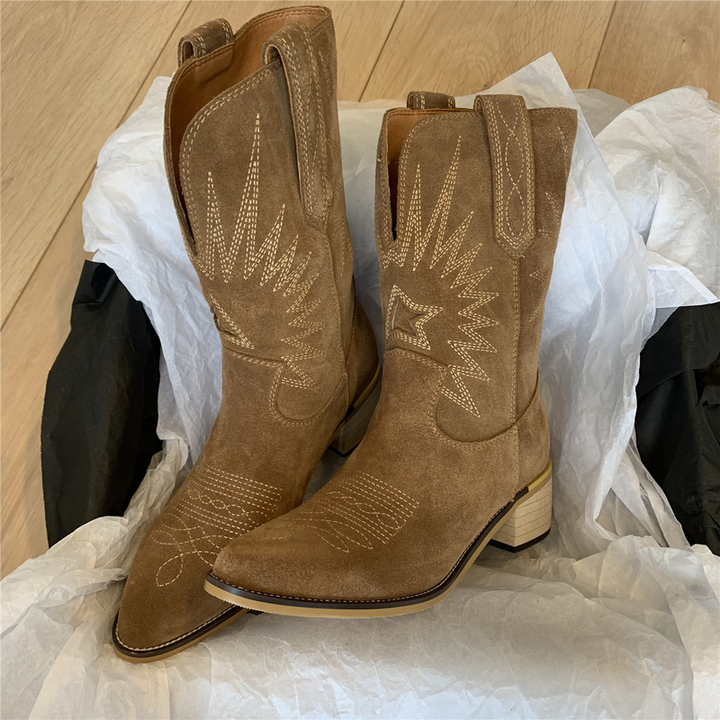 Cowboy Laarzen Dames Hoge Knie met Rits – Emma