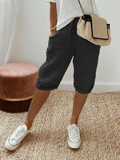 Linnen dames shorts met verstelbare taille – Emma